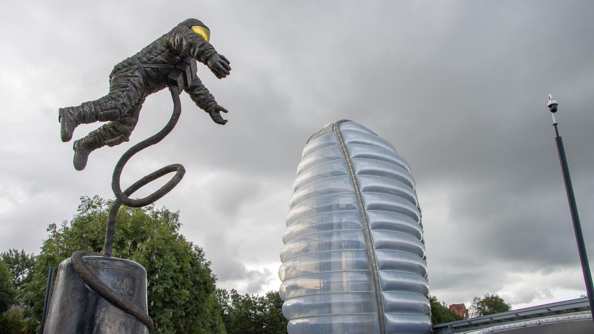 Spaceman statue outside of space centre in Leicester. 