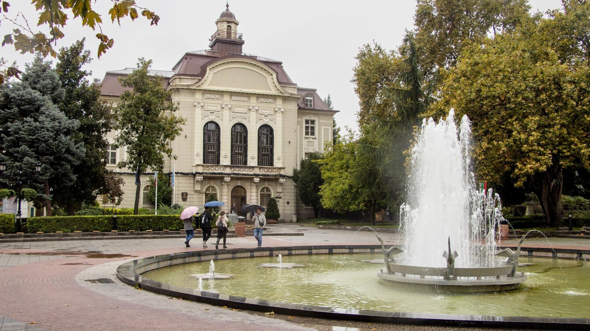 Square in Plovdiv with fountain.