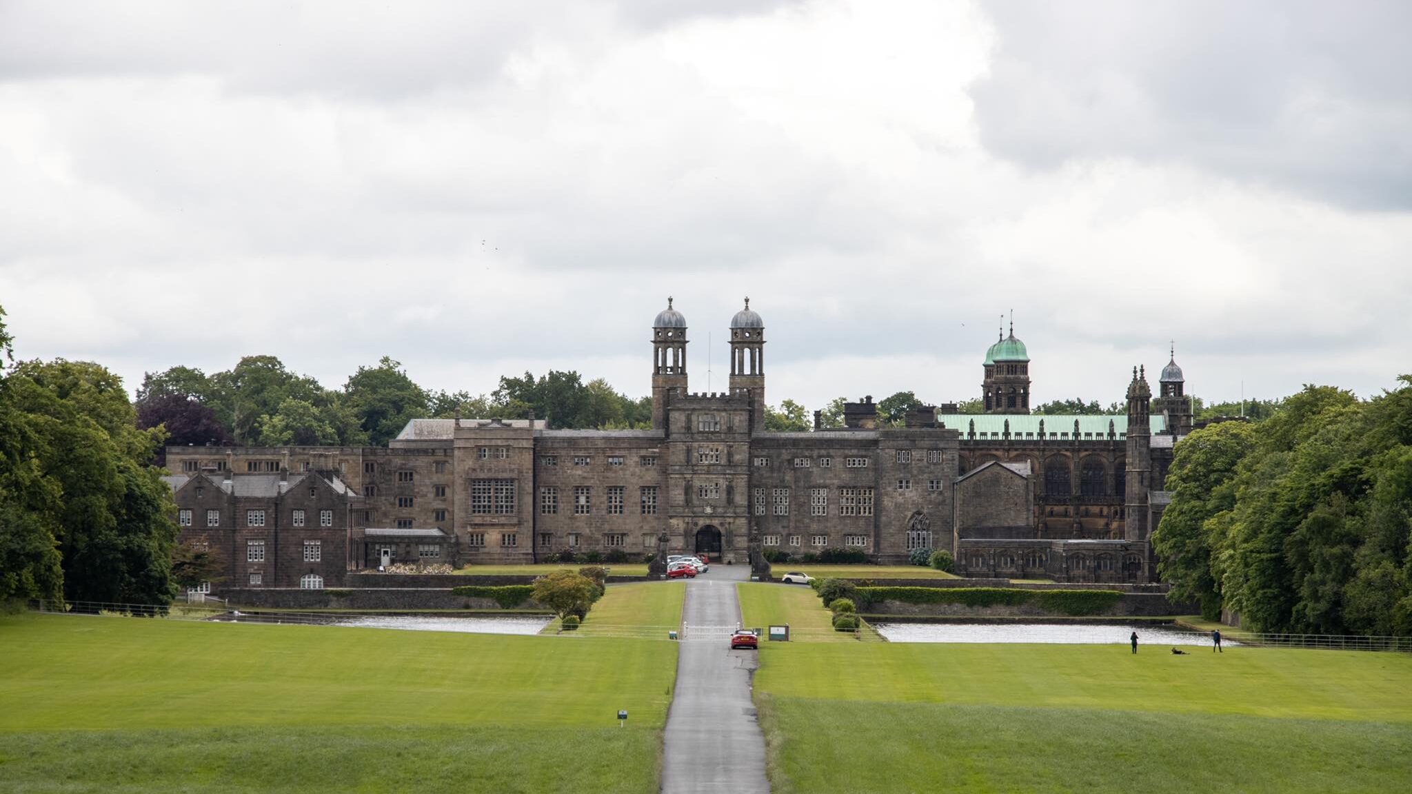 View of old college from hilltop. 