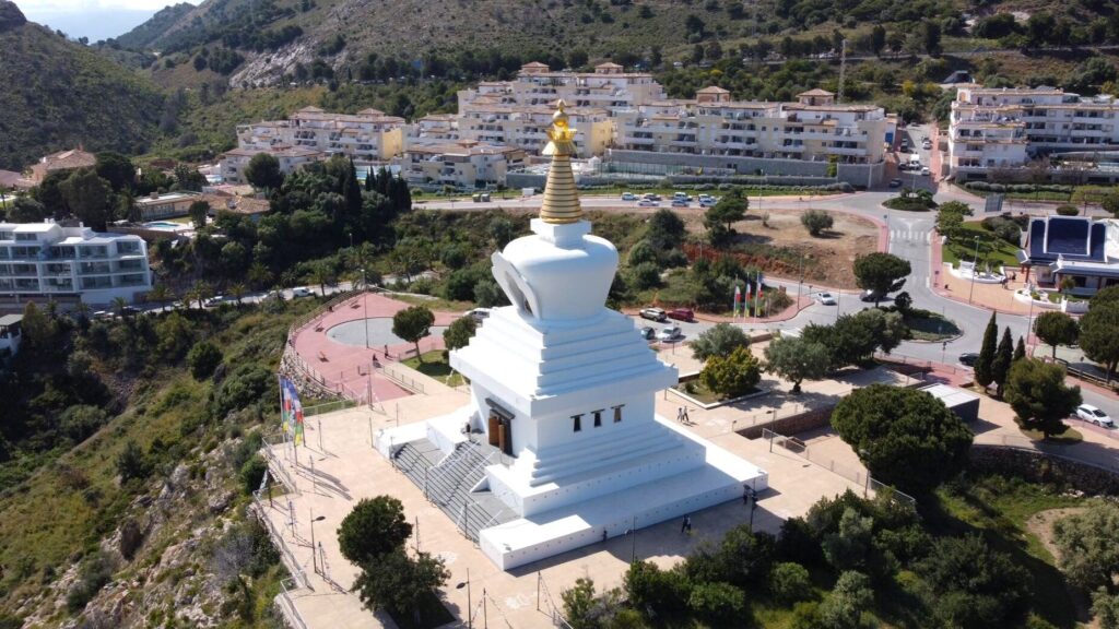Aerial view of Buddhist temple near Malaga.