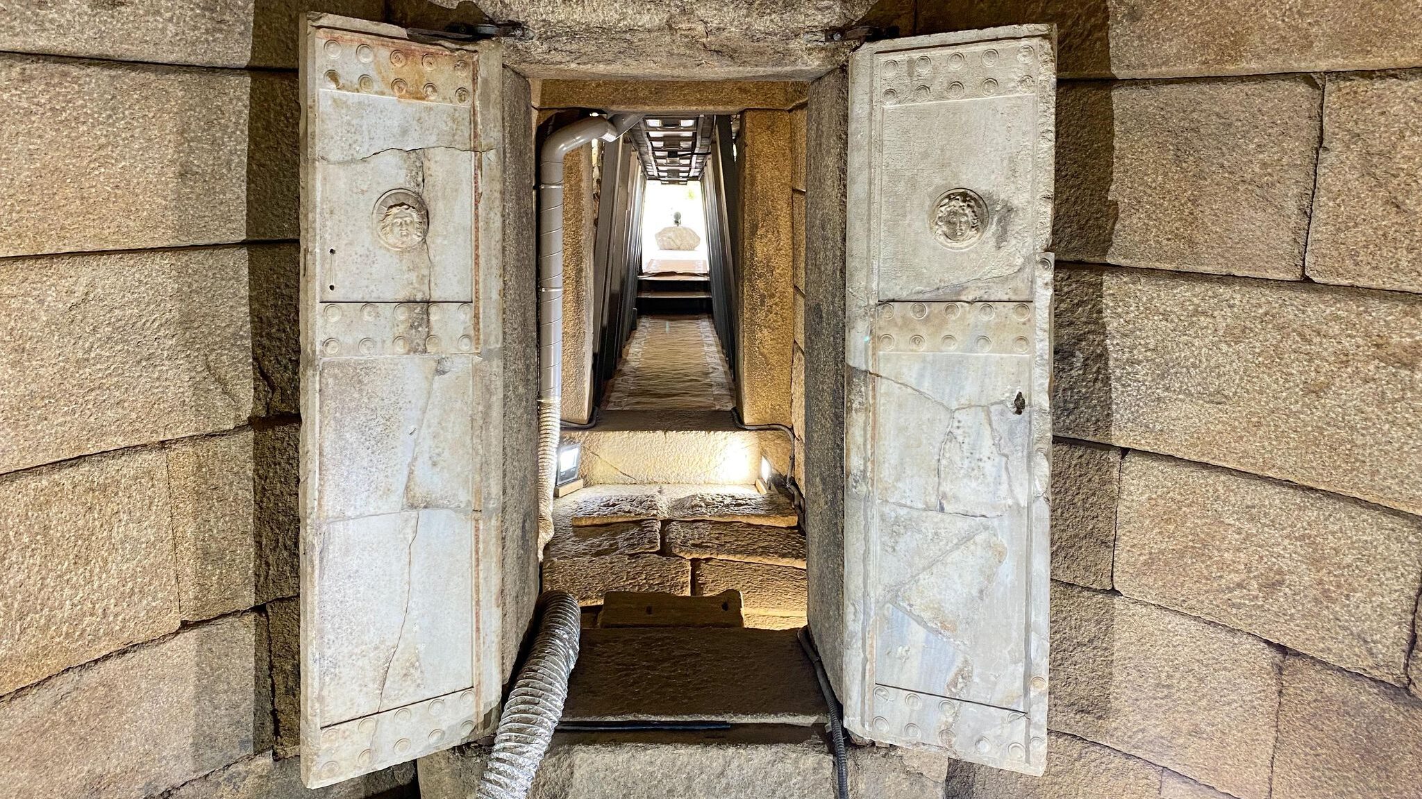 Stone entrance to a tomb in Bulgaria.