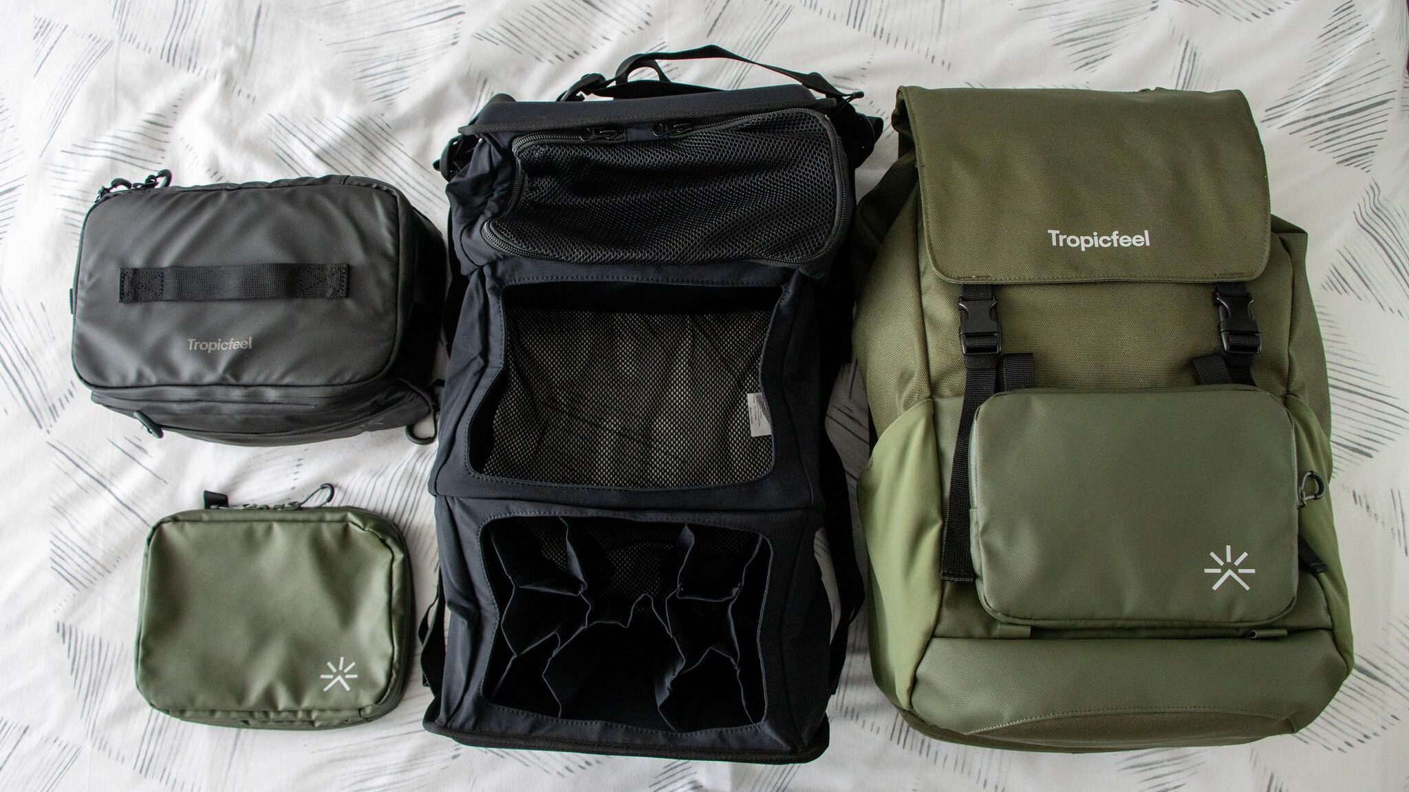 Travel backpack with interior wardrobe. 