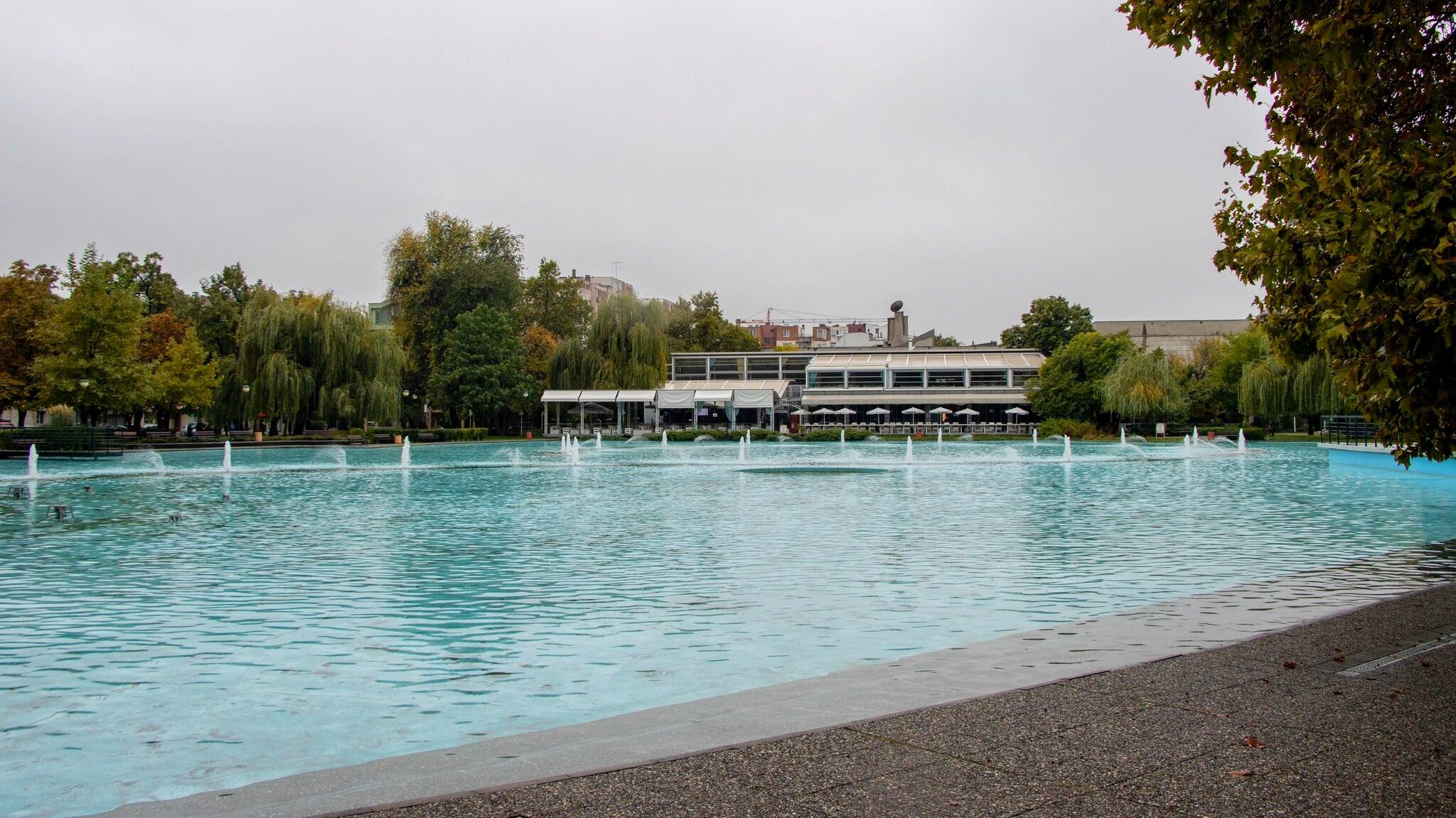 Large artificial lake in park in Plovdiv.