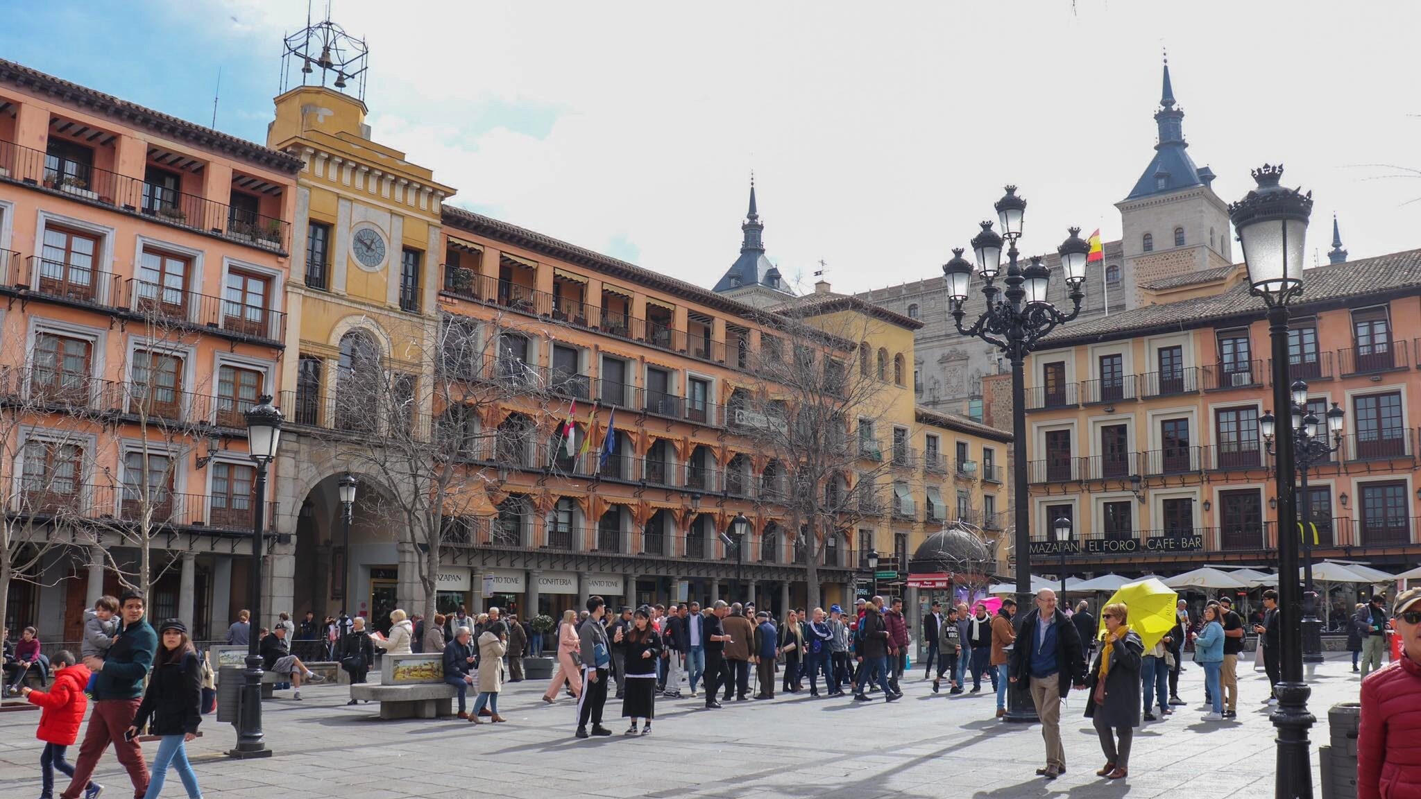 Large plaza in Toledo in the morning.