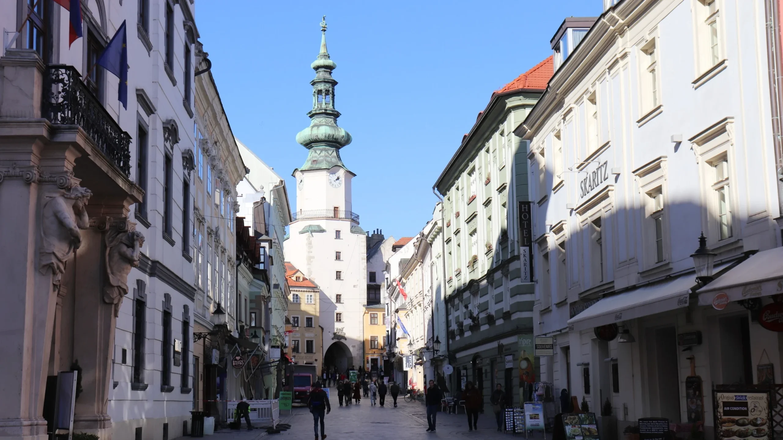 Old town street in Bratislava.