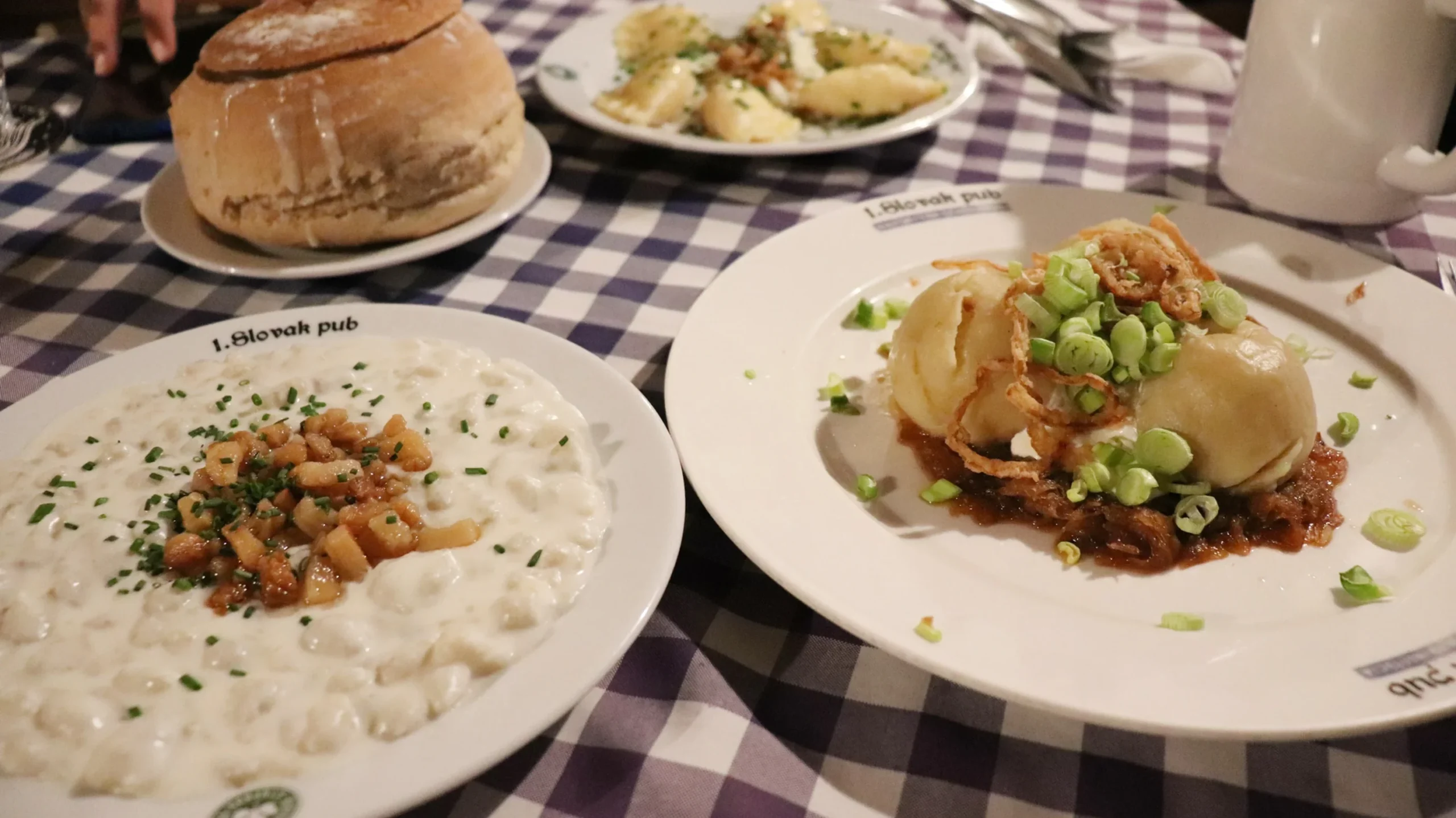 Slovakian food on table in Bratislava.