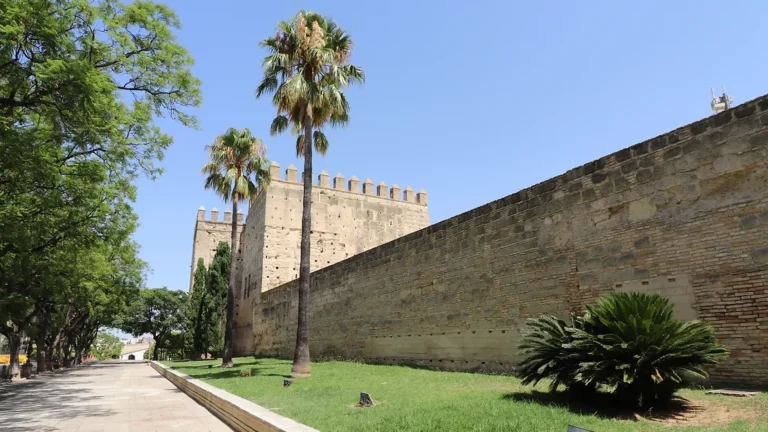 Castle walls and tower in Jerez.