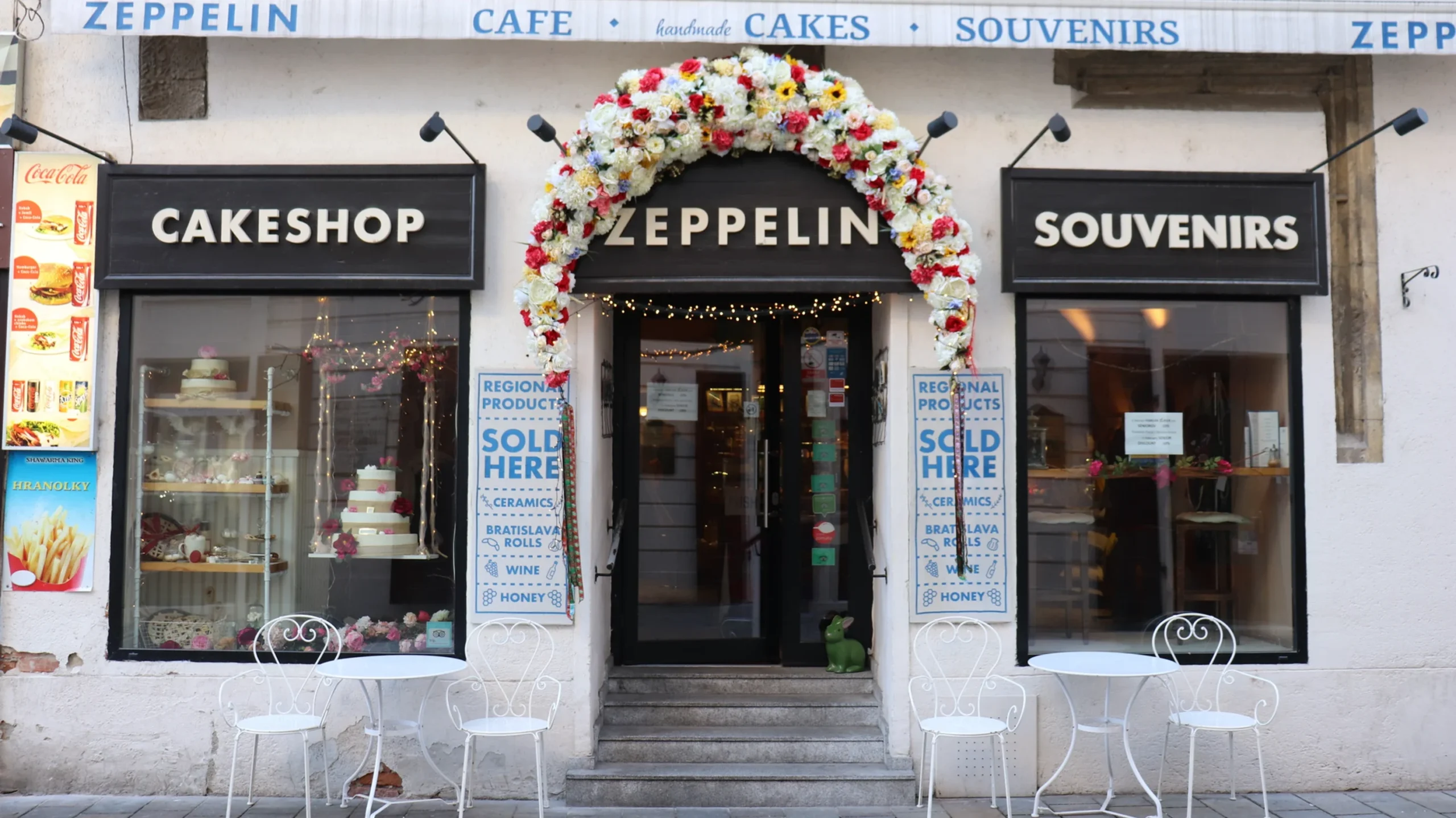 Entrance to cafe in Bratislava.