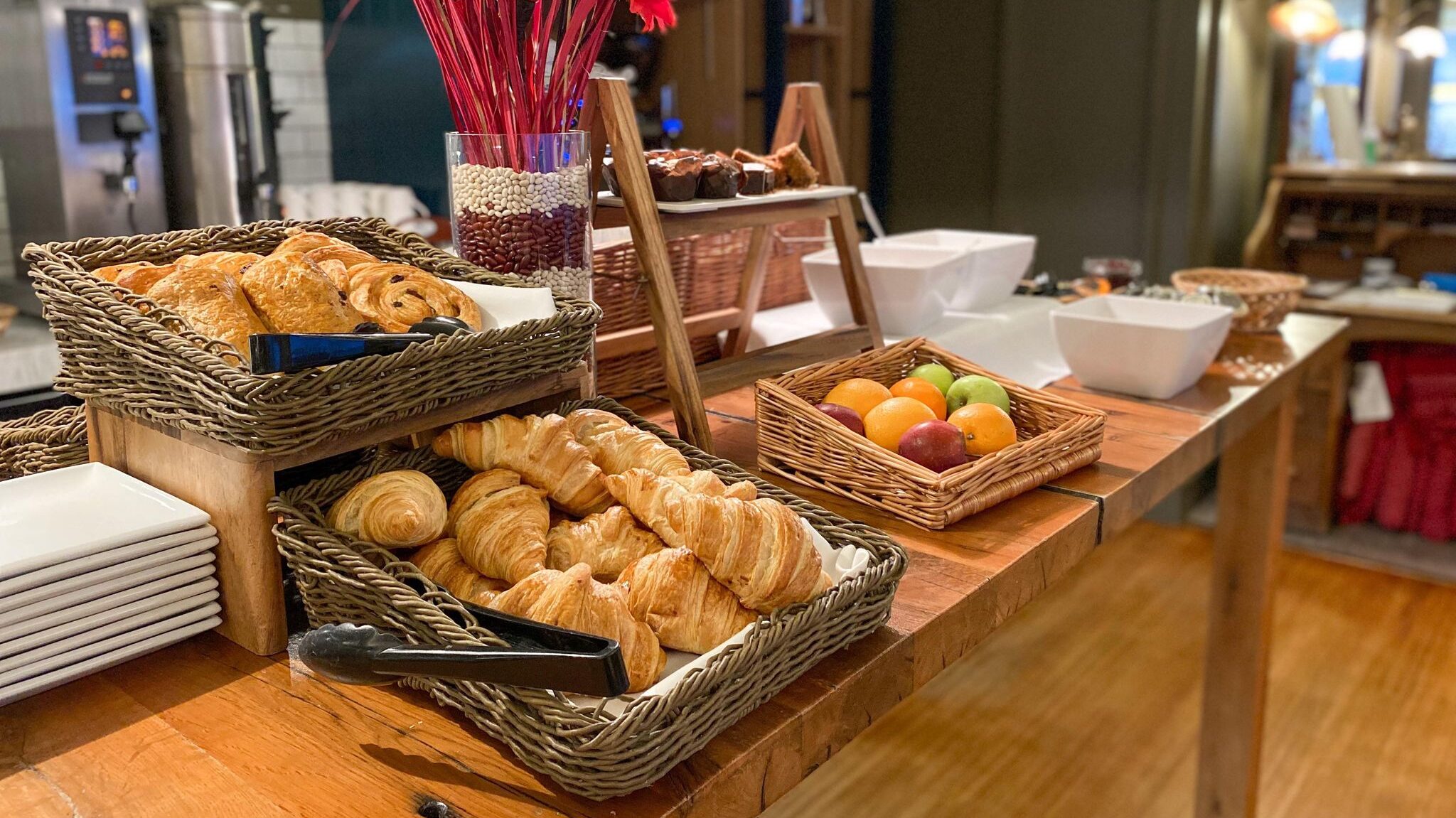 Selection of pastries at breakfast in hotel.