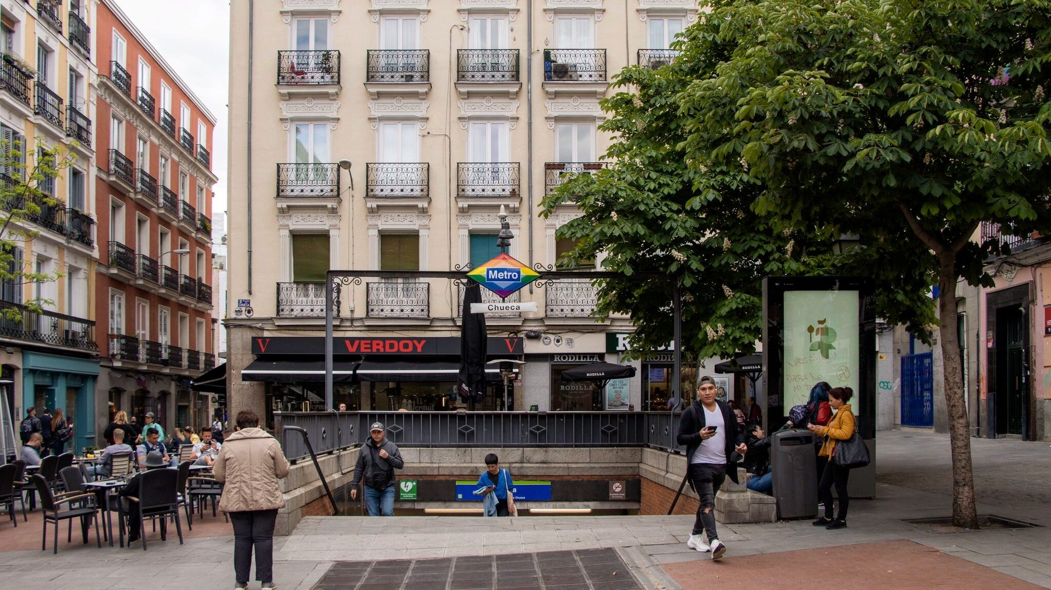 Entrance to metro station in gay quarter.