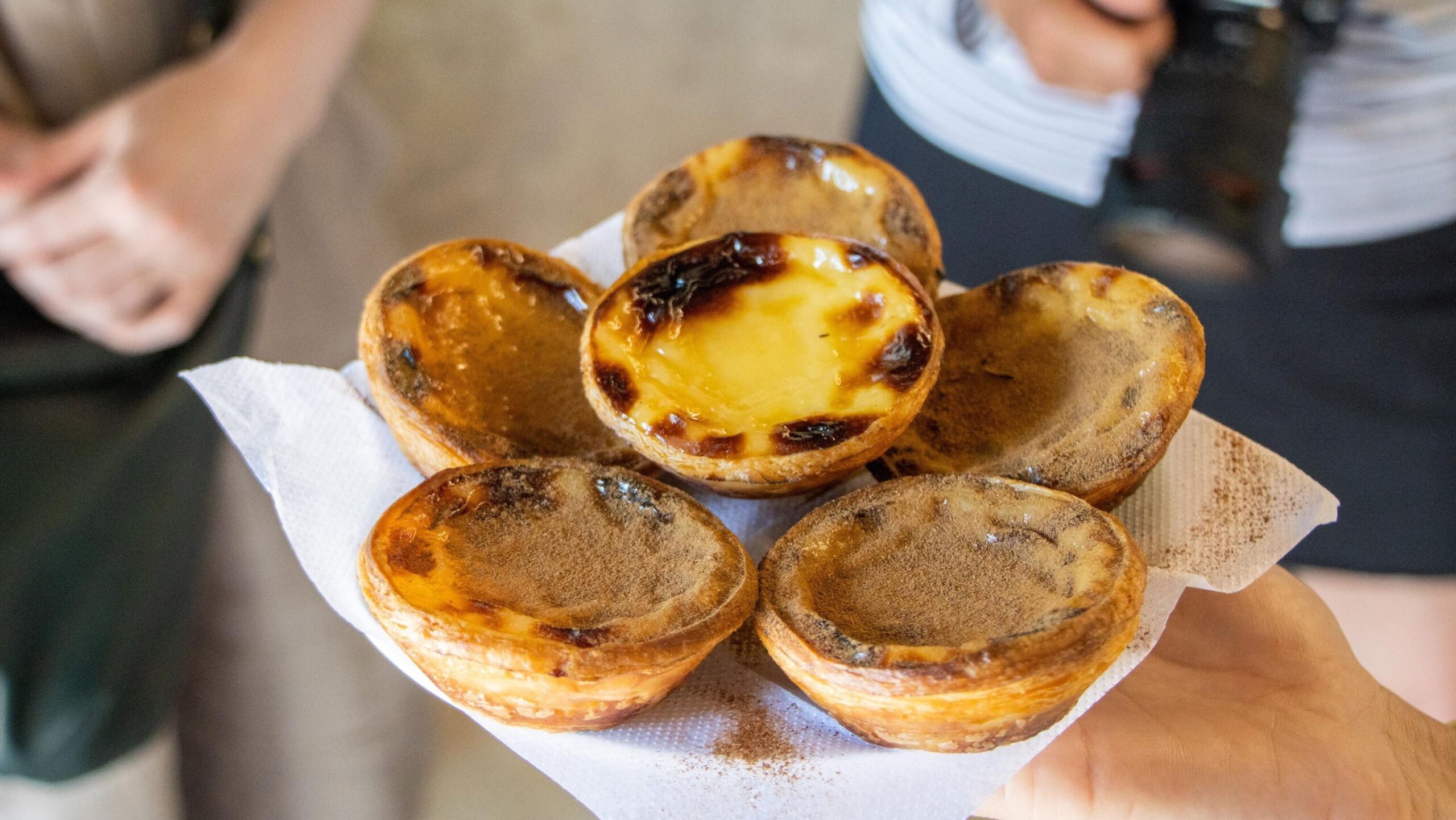 Plate of Portuguese custard tarts.