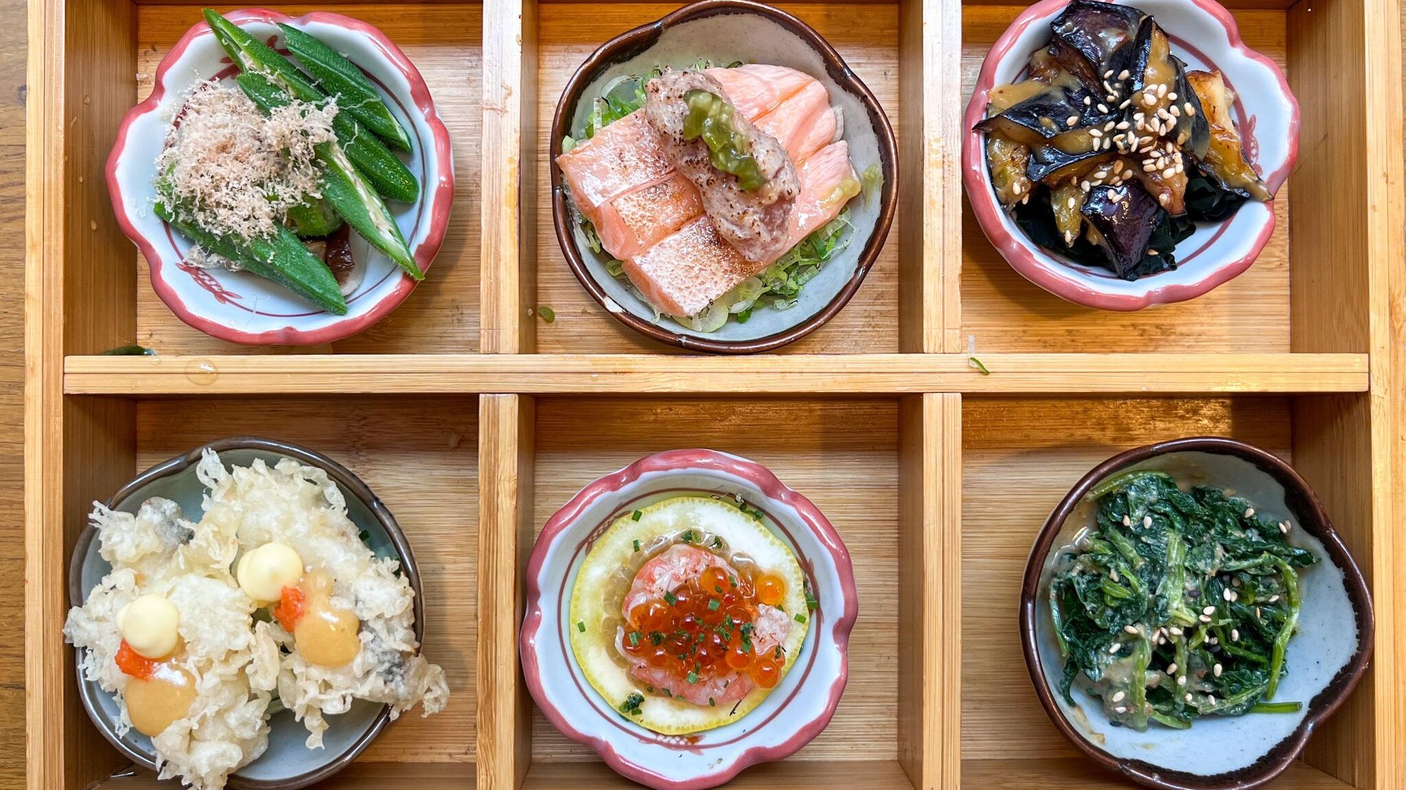 Selection of starters at Eat Tokyo in London.