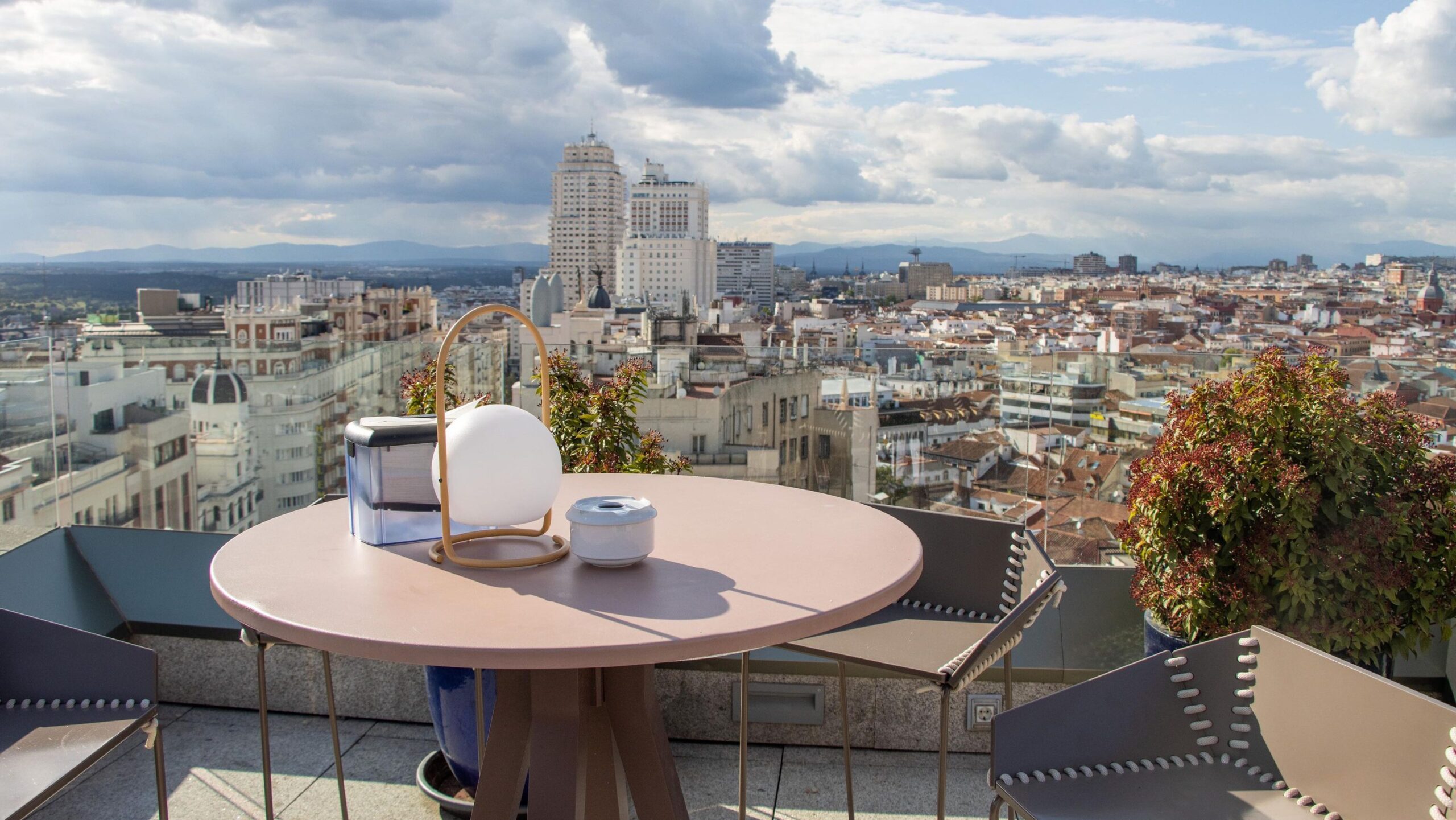 View of Madrid from hotel rooftop bar.