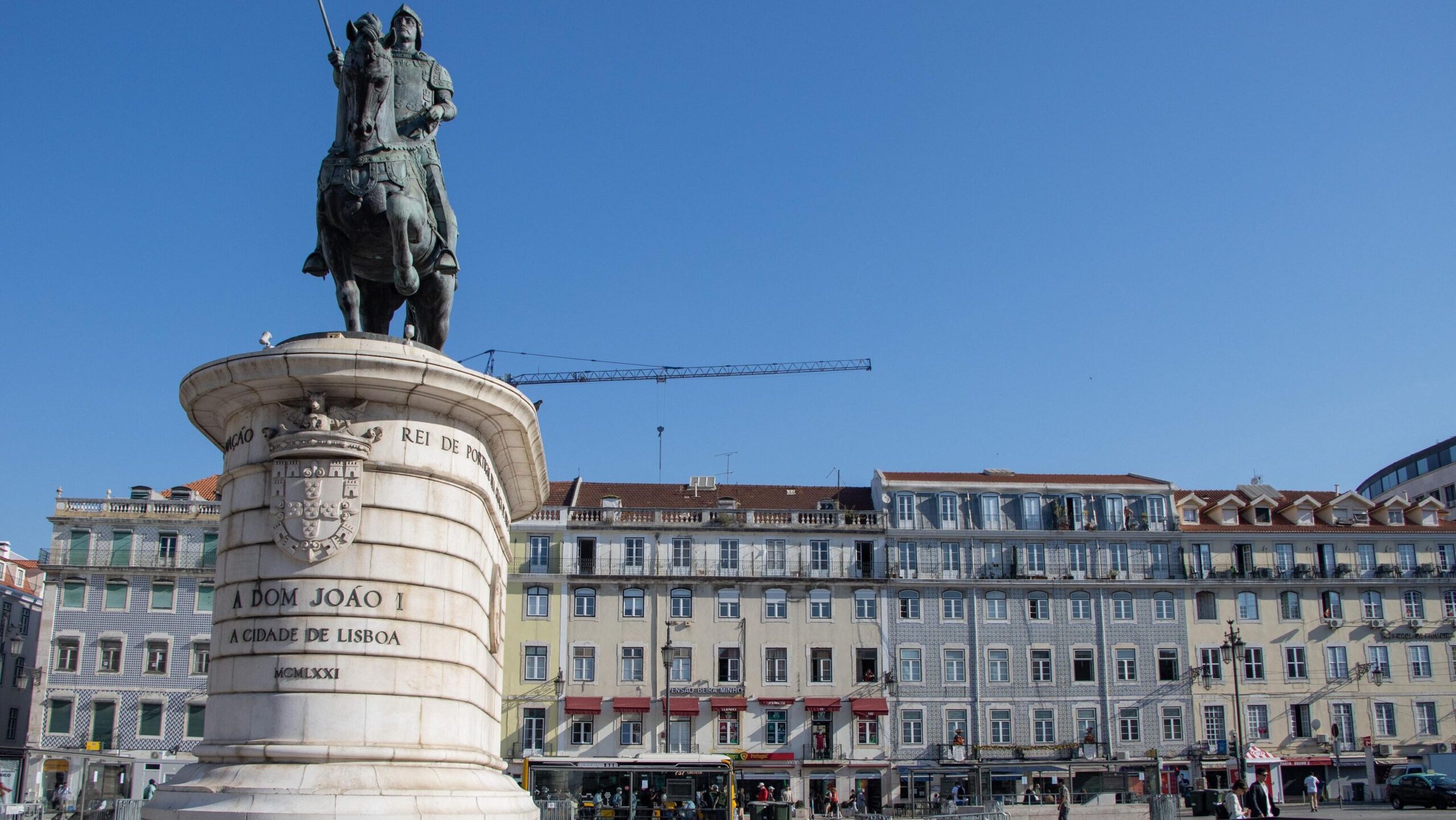 Large statue of man on horseback in Lisbon.