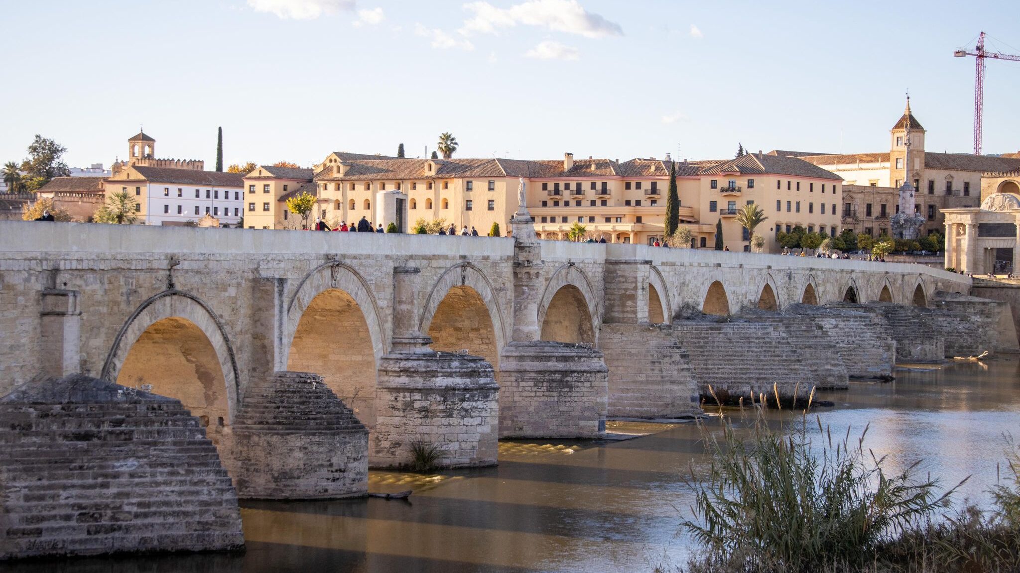 Reconstructed Roman bridge one day in Cordoba.