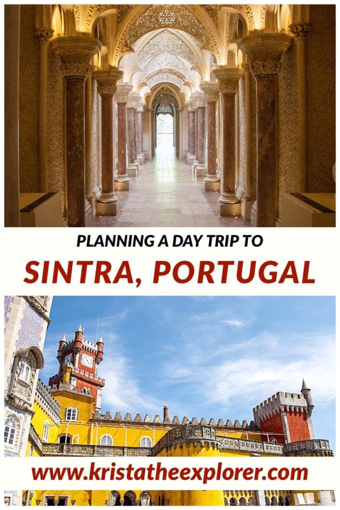 Inside a palace in Sintra and Pena Palace exterior.