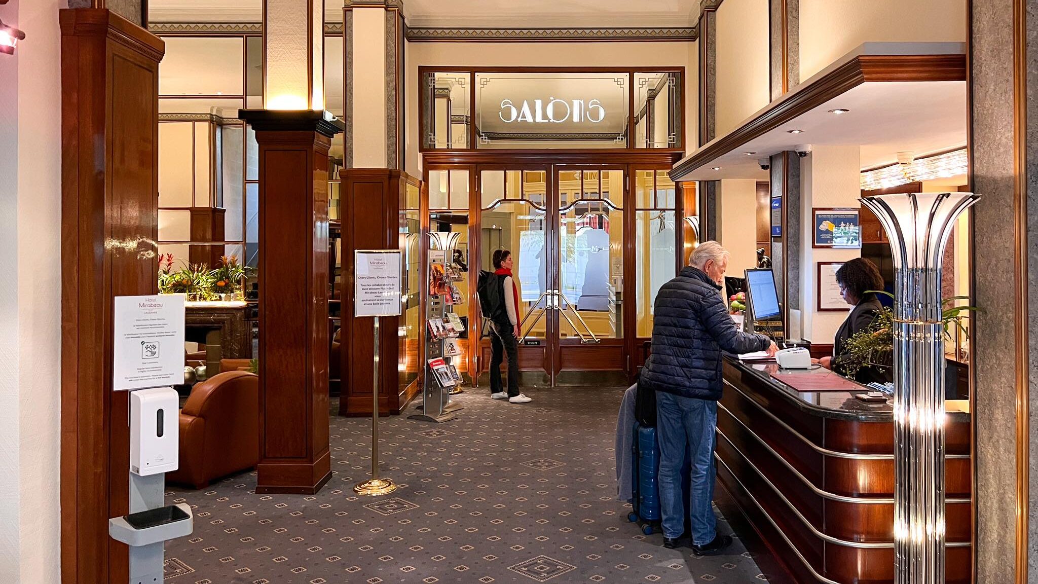 Main lobby of hotel in Lausanne.