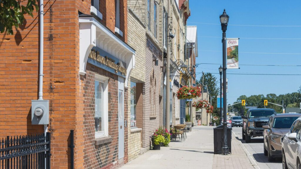 Historic street in small town in Ontario.