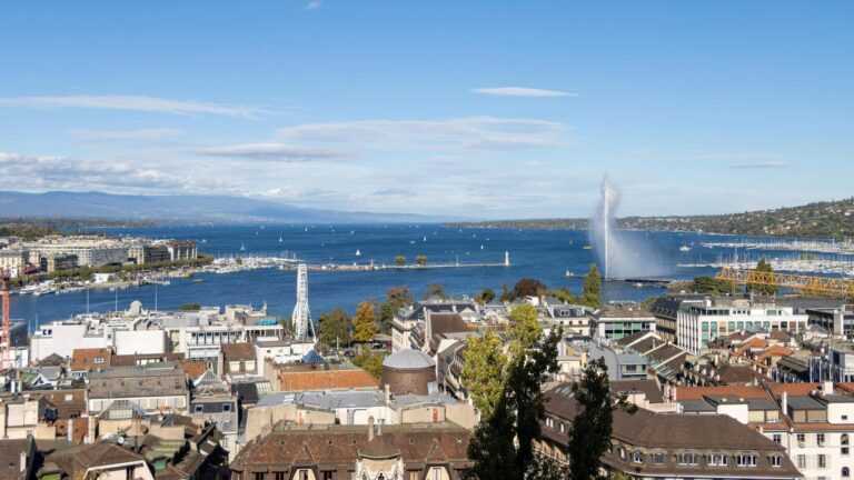 View of Lake Geneva from cathedral.