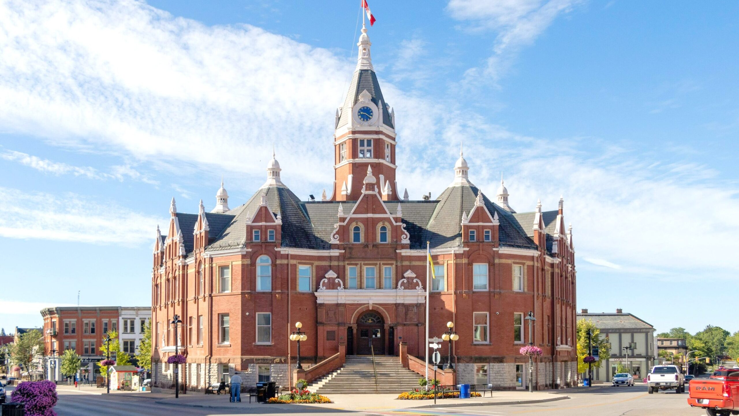 View of City Hall in Stratford on sunny day.