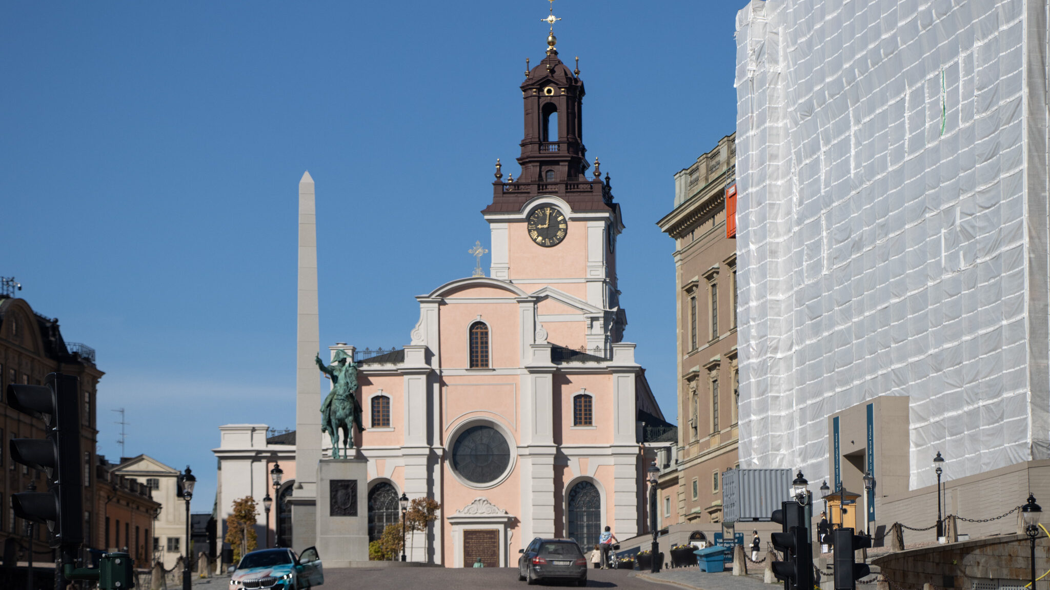 Light pink painted Stockholm Cathedral.