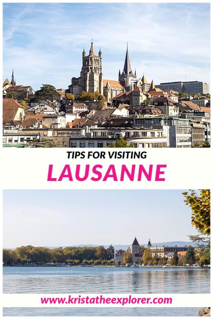 View of city of Lausanne and waterfront.