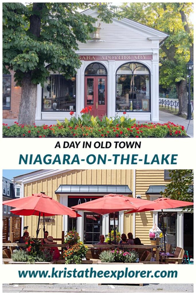 Apothecary and outdoor seating at cafe in Niagara.