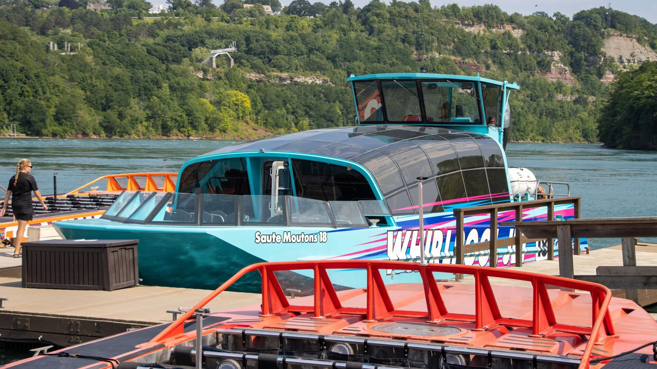 Whirlpool jet boat on river in Niagara Falls.