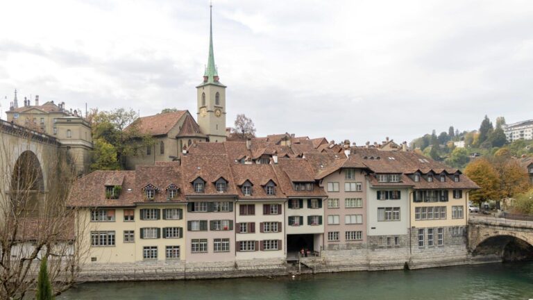 View of Bern's old town across Aare River.