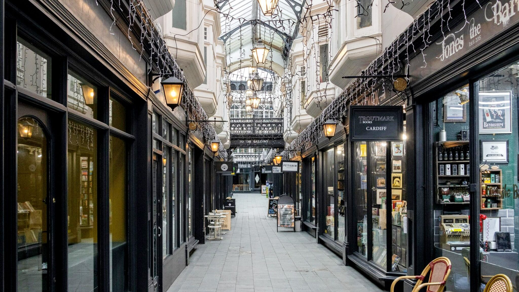 Historic shopping arcade in Cardiff.