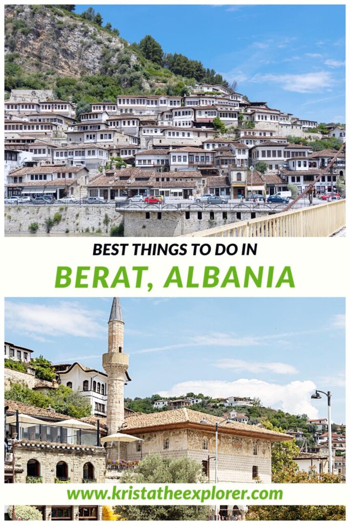 View of Berat and church among houses.