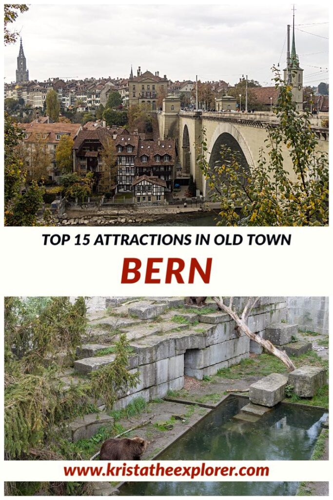 View of bridge and bear pit in Bern.