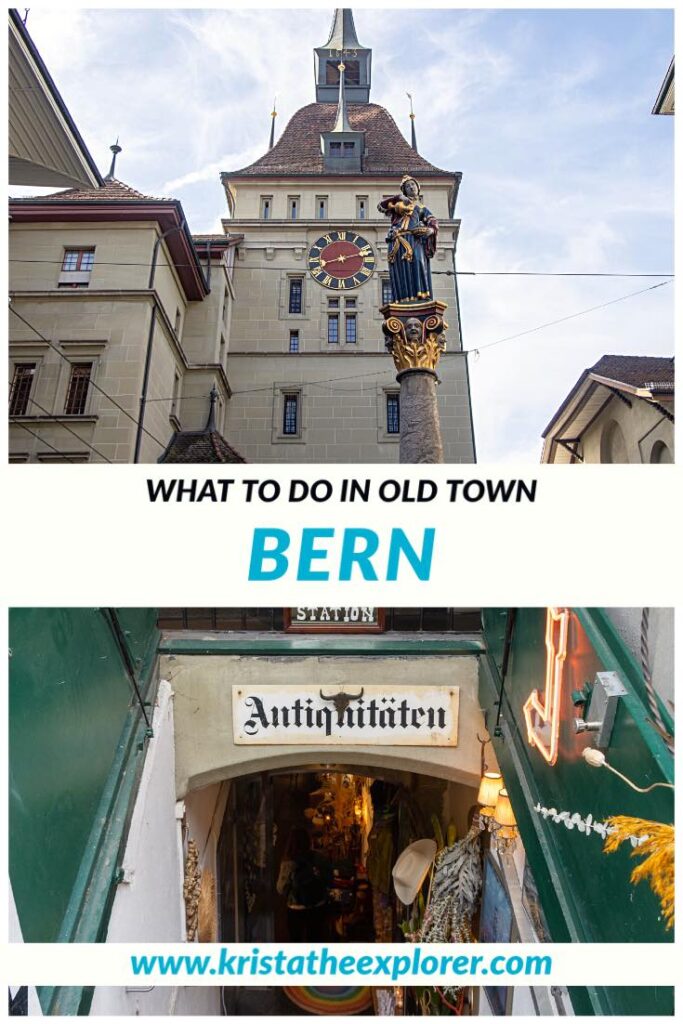 Clock tower and antique cellar in Bern.