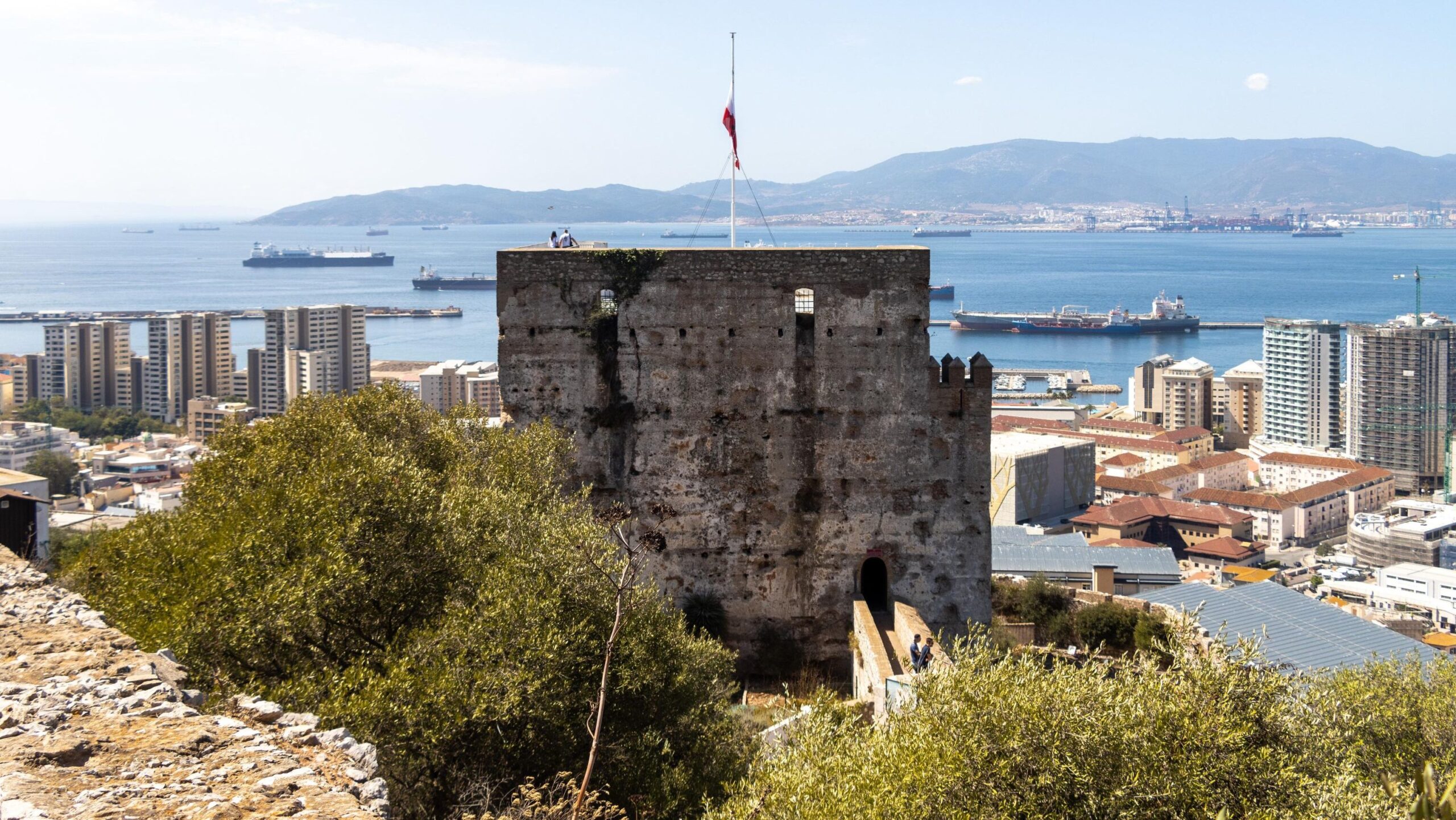 Remains of Moorish castle in Gibraltar. 