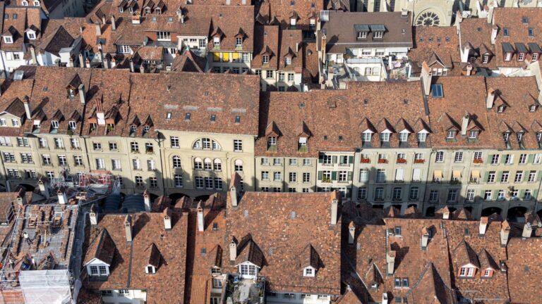 View of rooftops in Bern's old town, best photo spots in Bern.