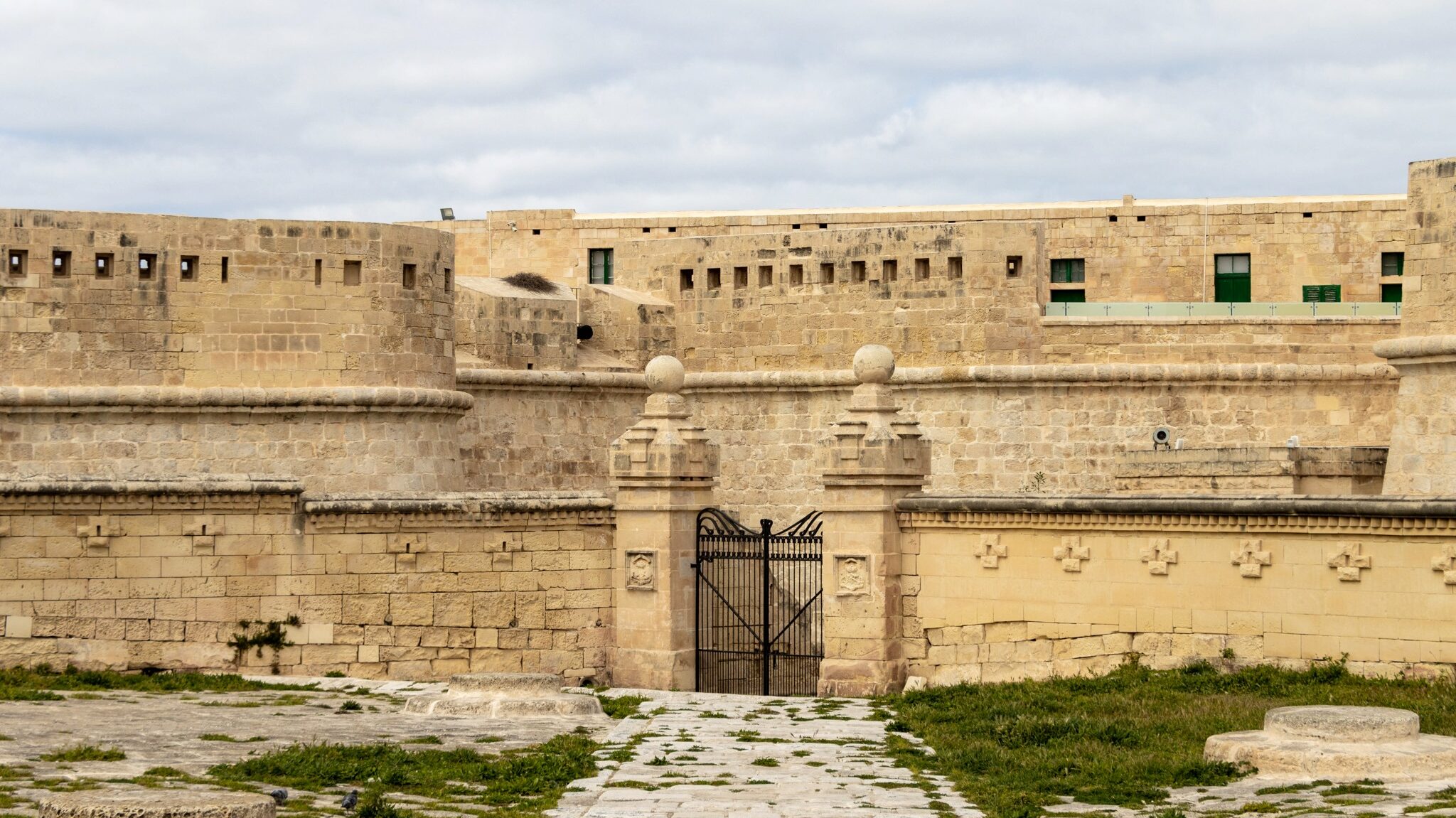 Entry gate to historic fort in Valletta.