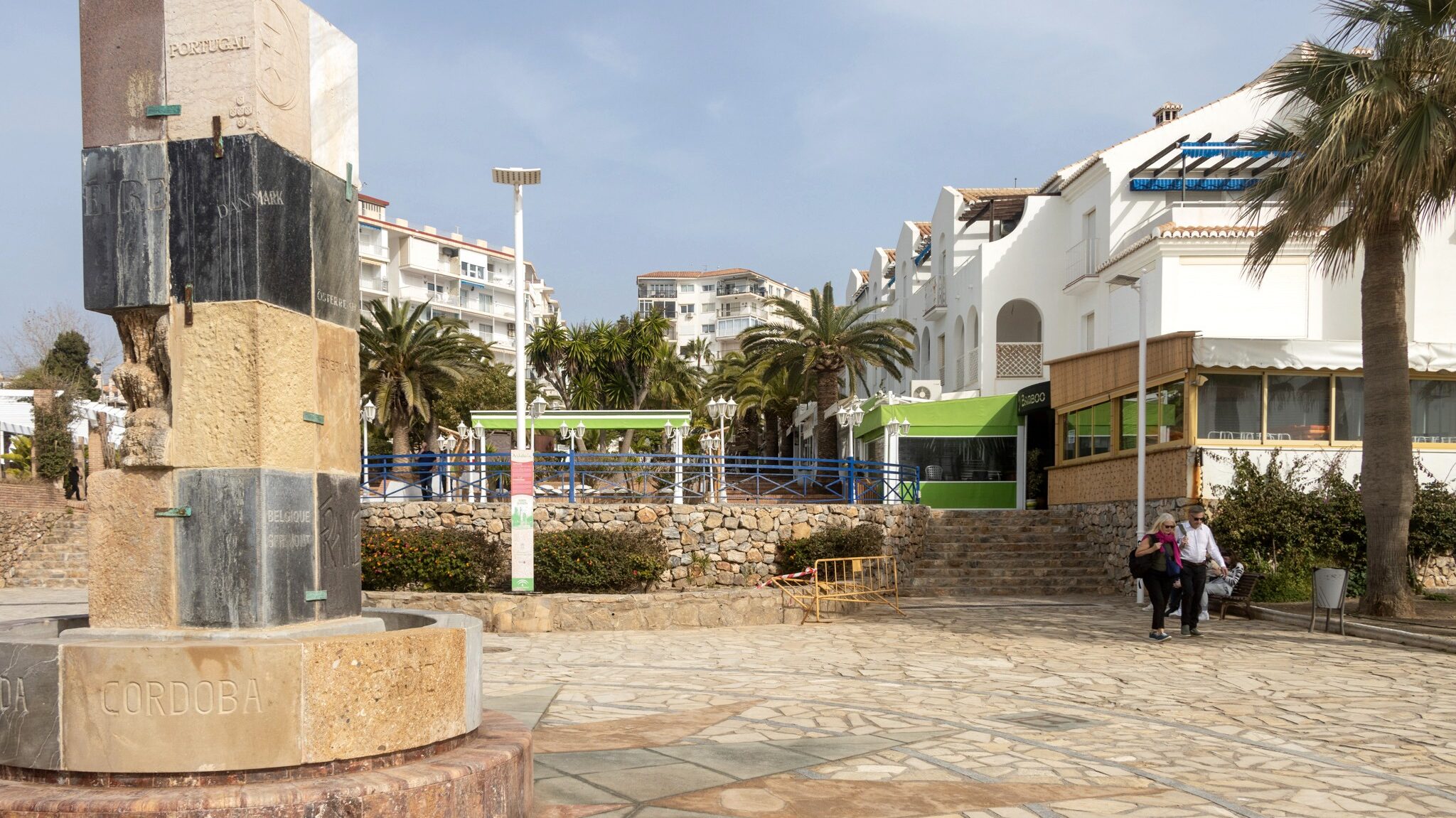 Fountain along walkway in Nerja.