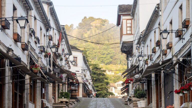 Main historic street in Gjirokaster.