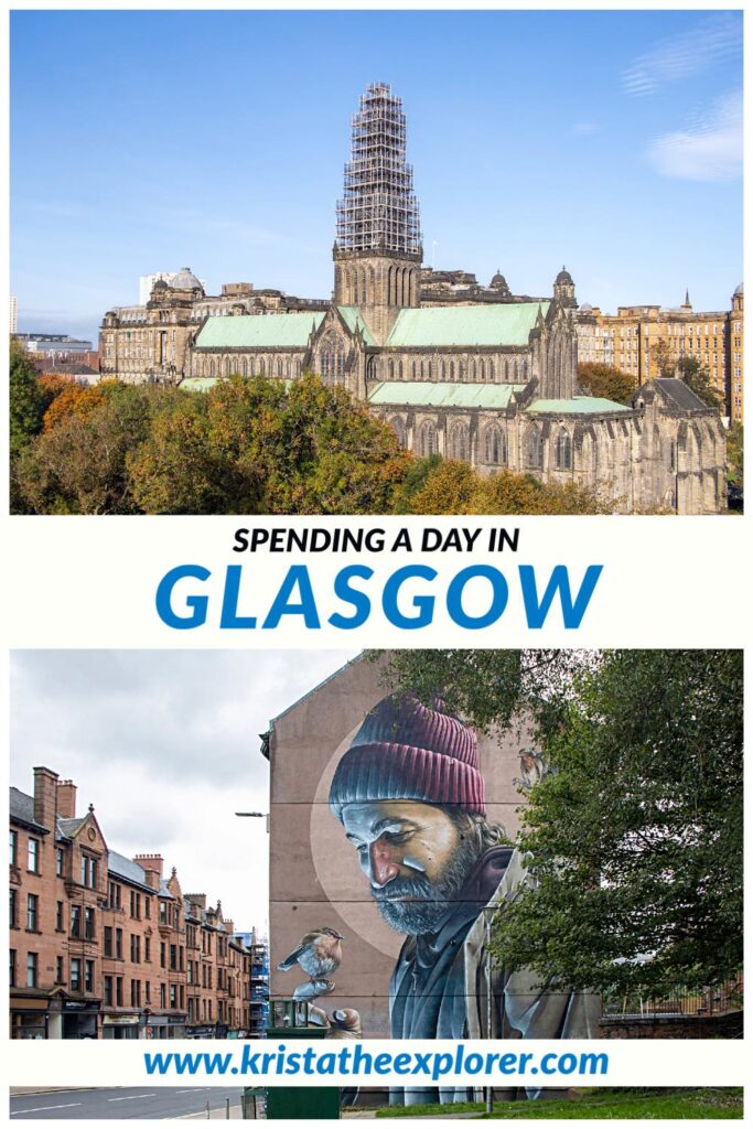 View of Glasgow Cathedral and street art.