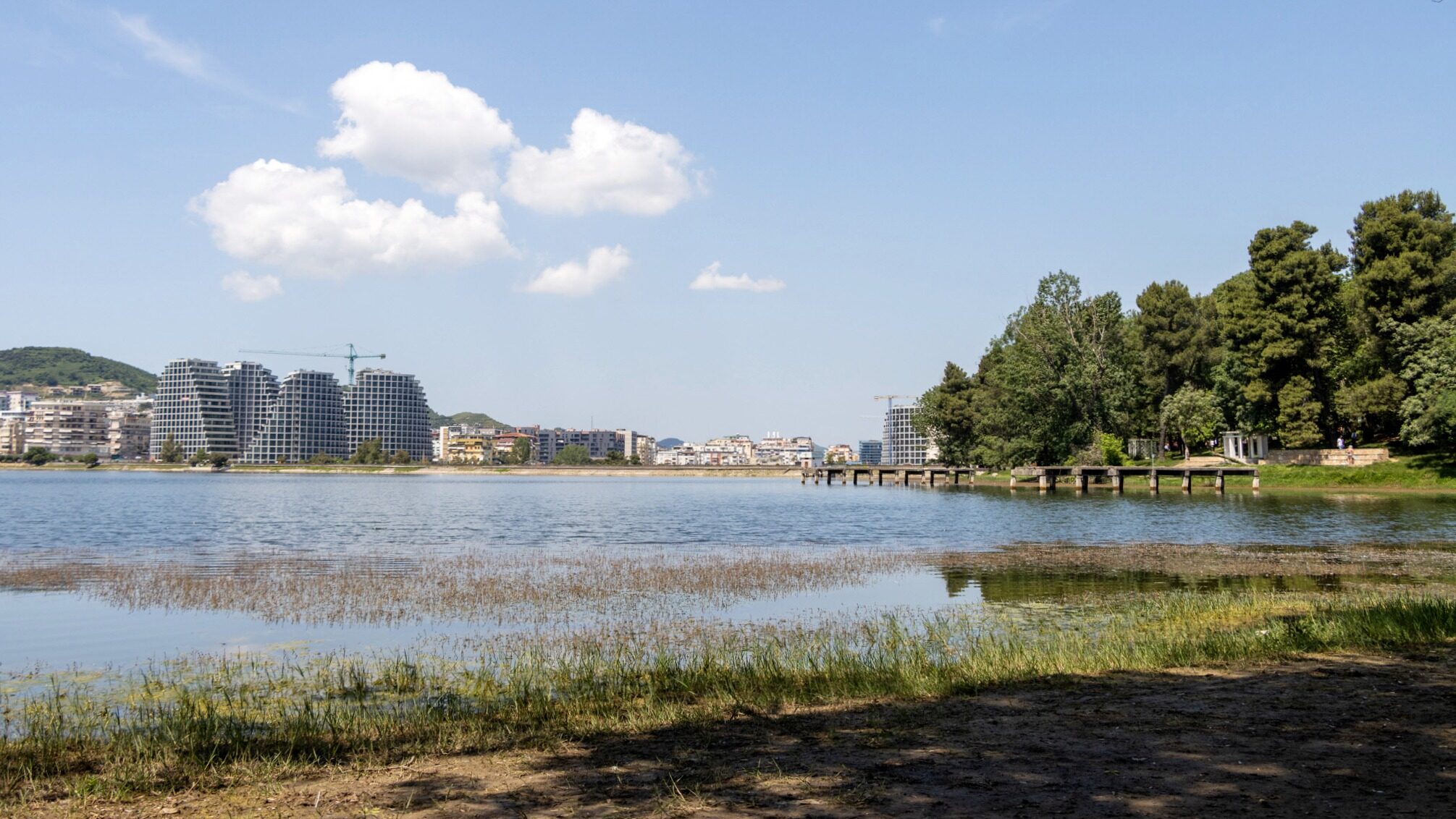 Small lake in park in Tirana.