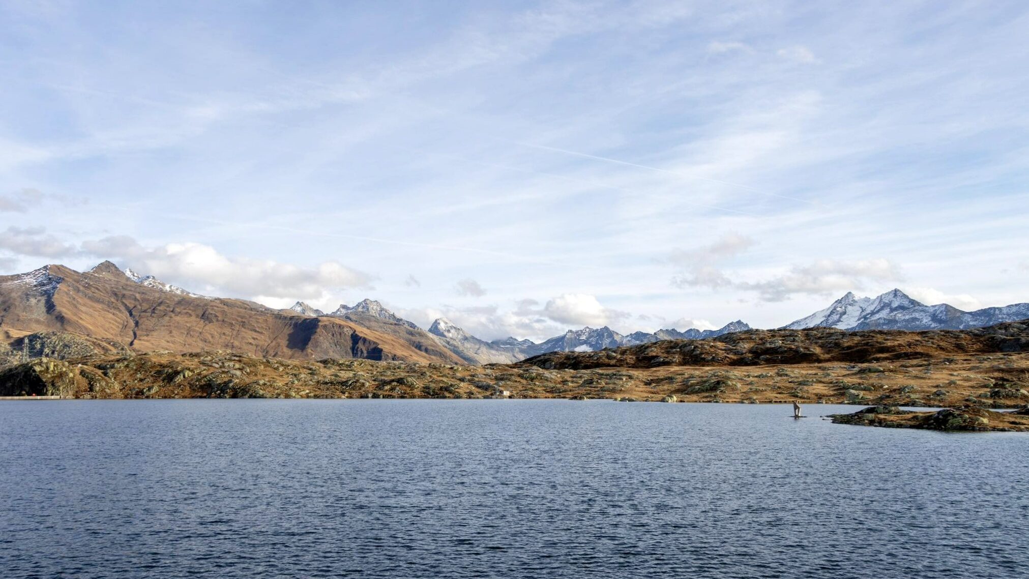 Large reservoir at the top of the mountain scenic drives near Zurich.