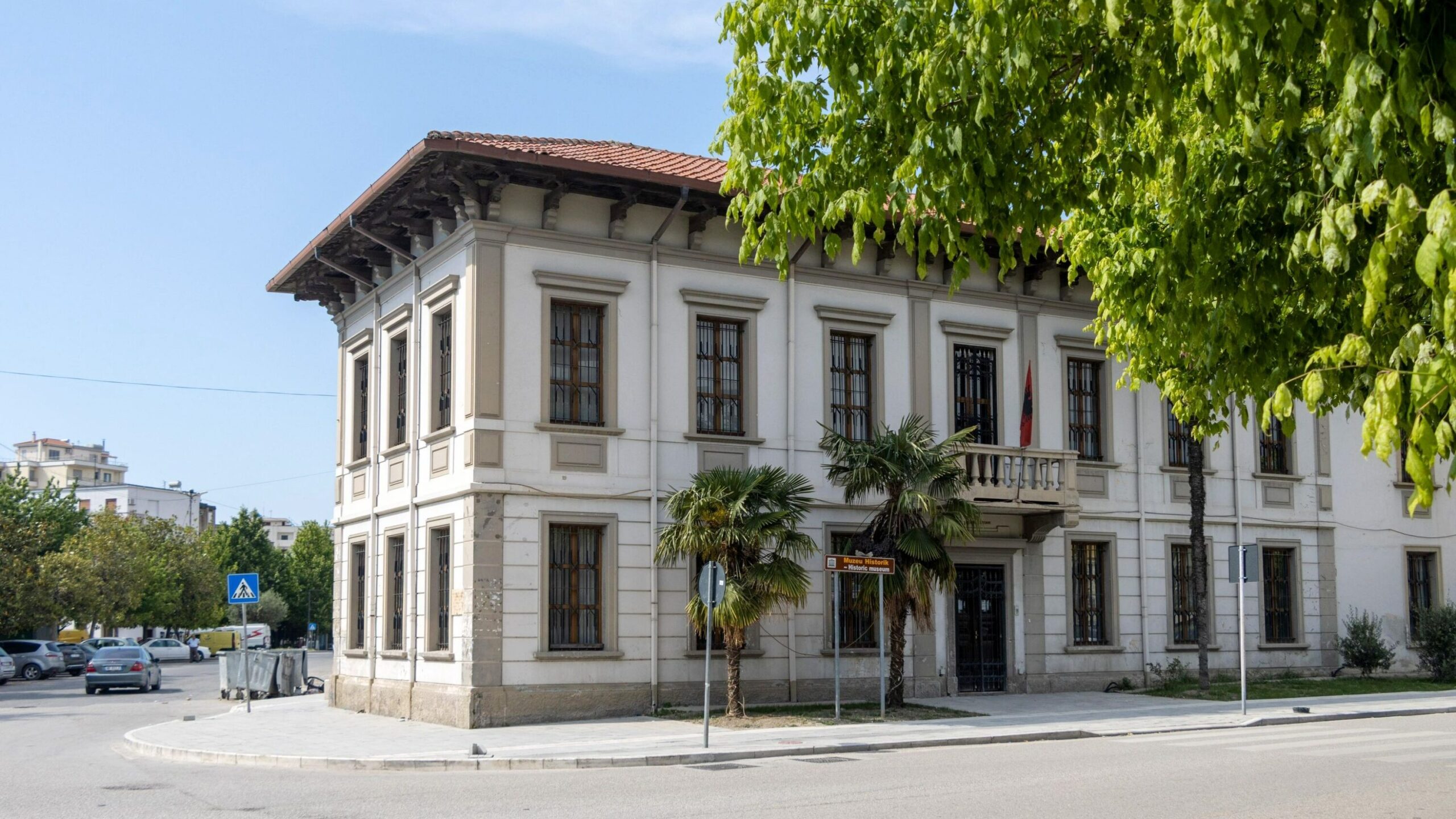 White building used as the history museum.