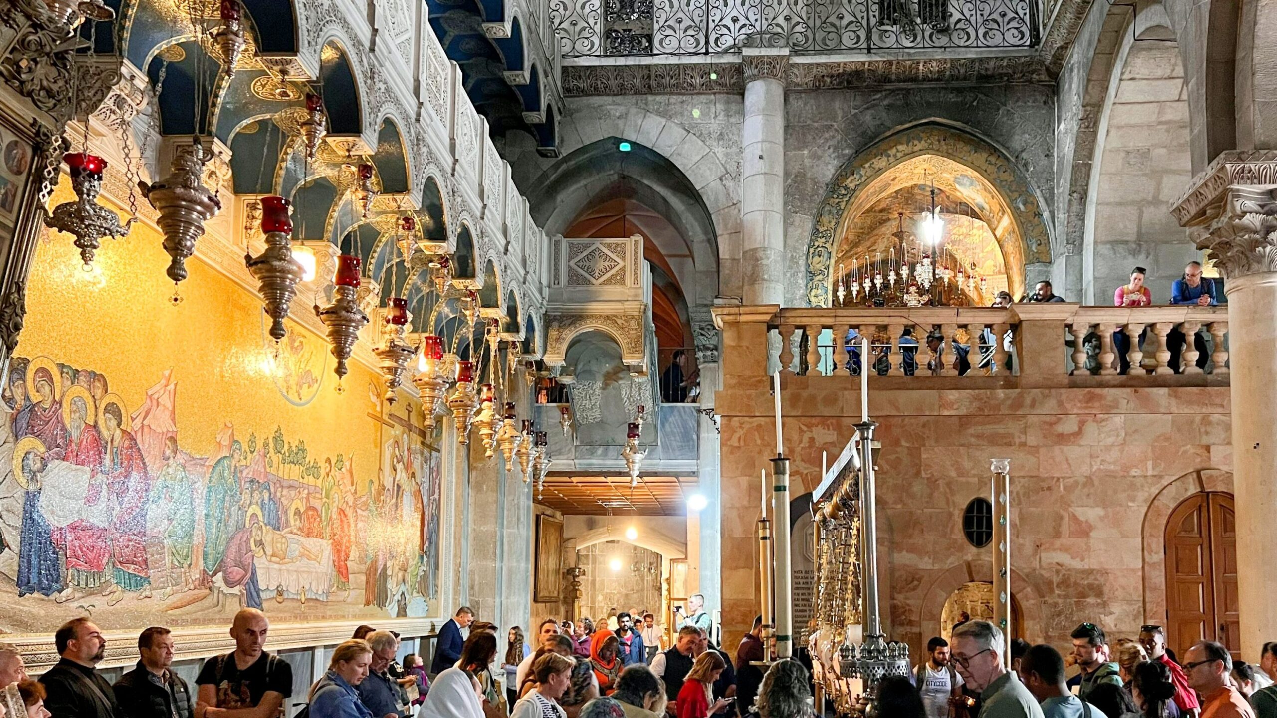 Inside the Holy Sepulchre during the day.