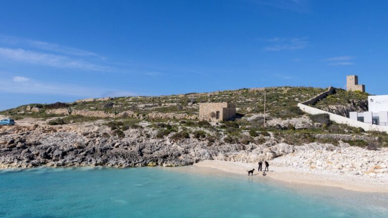 Small beach next to cliff on Gozo.