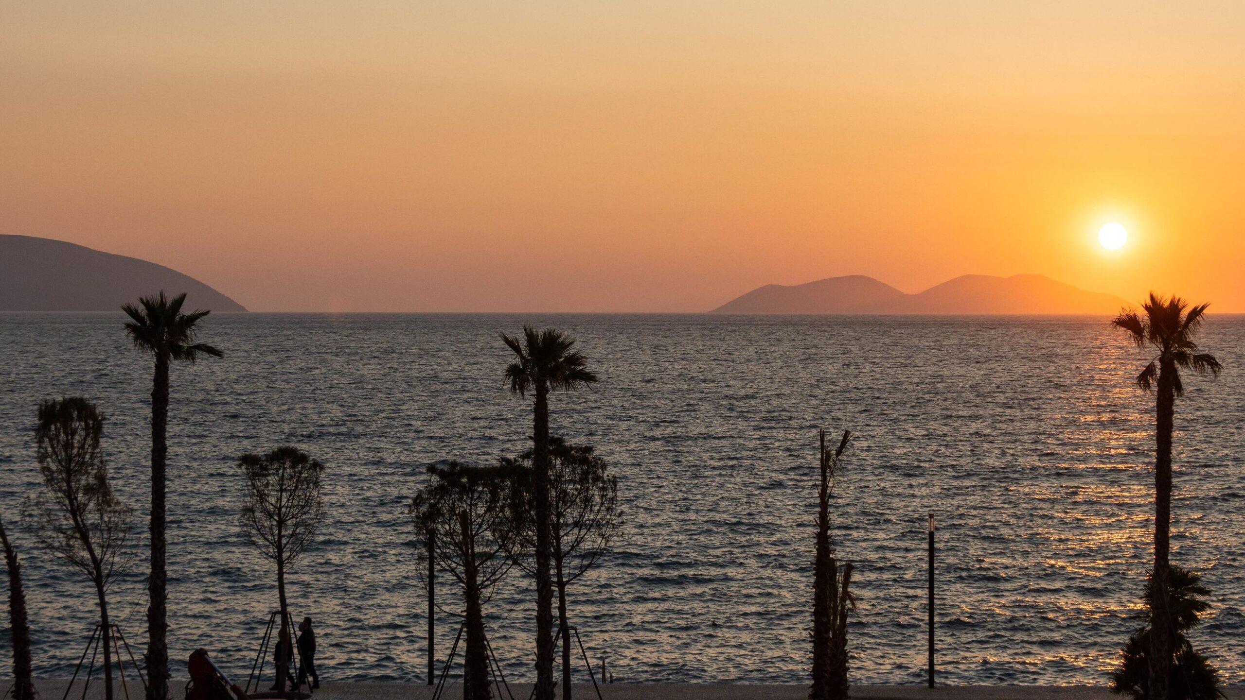 Sunset beach view from hotel in Vlore.