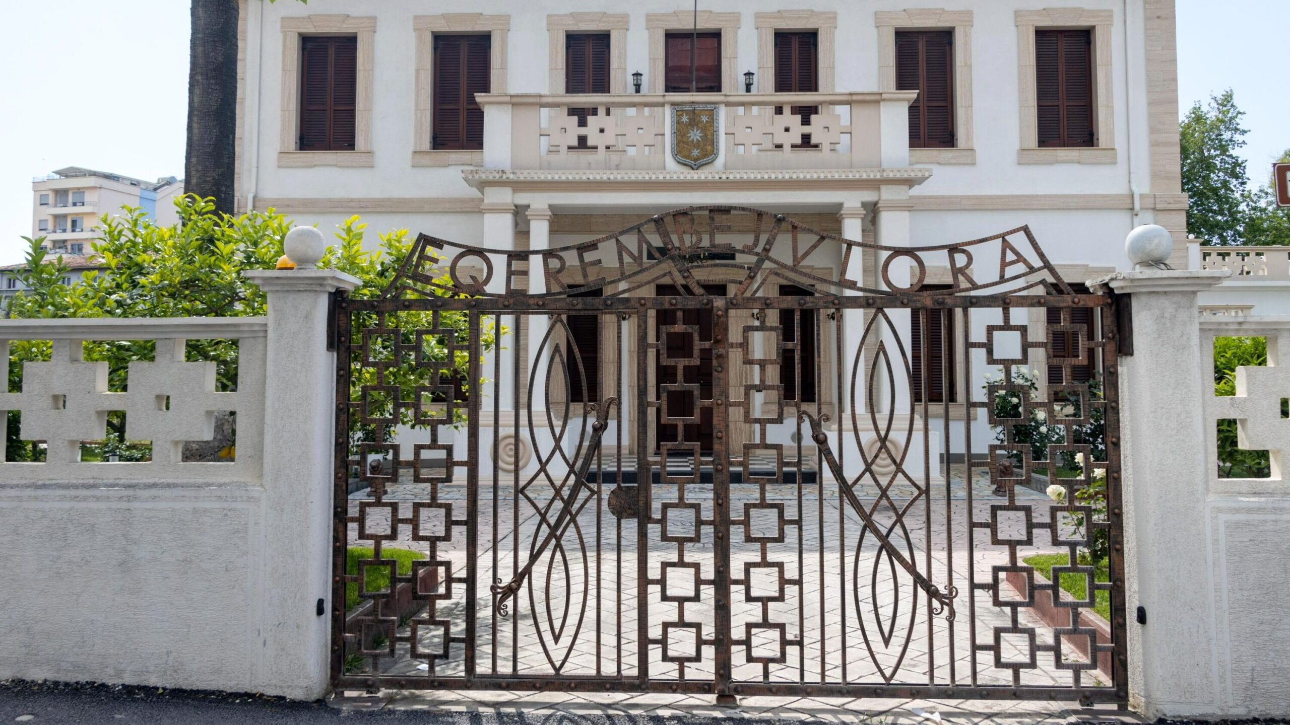 House of Albanian writer with iron gate. 