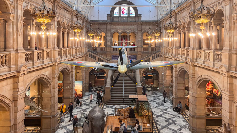 Main room inside museum in Glasgow.