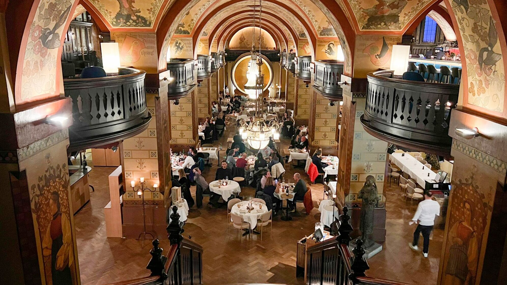 Interior of cellar turned into restaurant. 