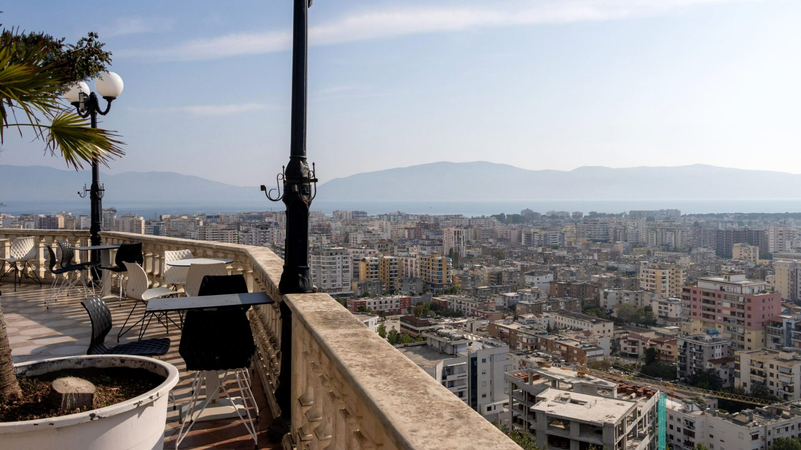 View of Vlore from hilltop restaurant. 