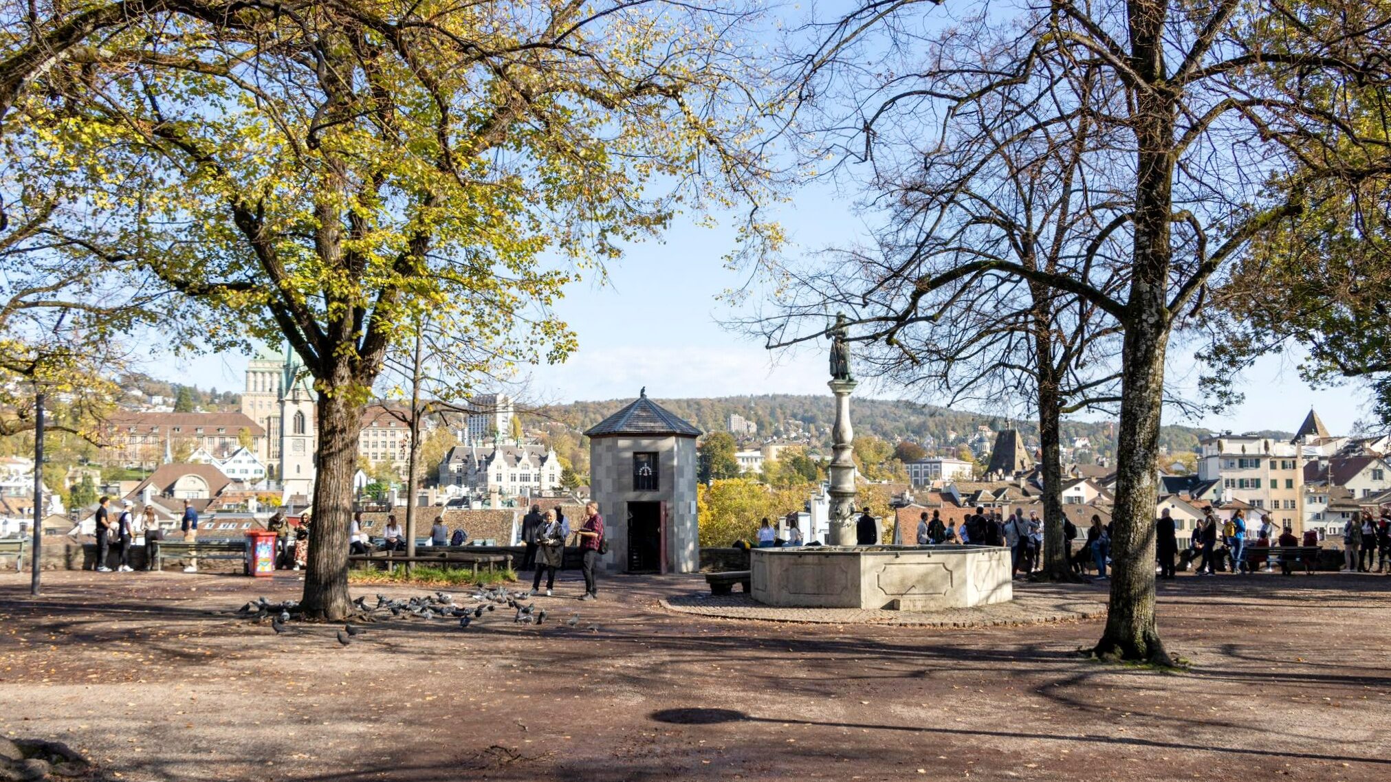 Park area with viewpoint of Zurich.